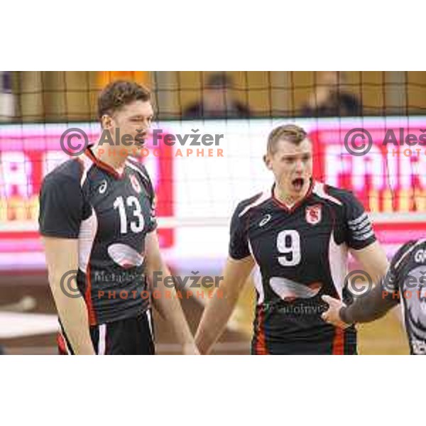 of ACH Volley in action during quarter-final of CEV Cup match between ACH Volley (Slovenia) and Belogorie Belgorod in Tivoli Hall, Ljubljana on March 1, 2018