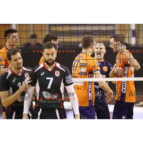 of ACH Volley in action during quarter-final of CEV Cup match between ACH Volley (Slovenia) and Belogorie Belgorod in Tivoli Hall, Ljubljana on March 1, 2018