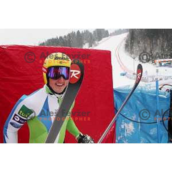 Stefan Hadalin during course training at Vitranc slope before AUDI FIS World Cup races in Kranjska gora, Slovenia on March 2, 2018