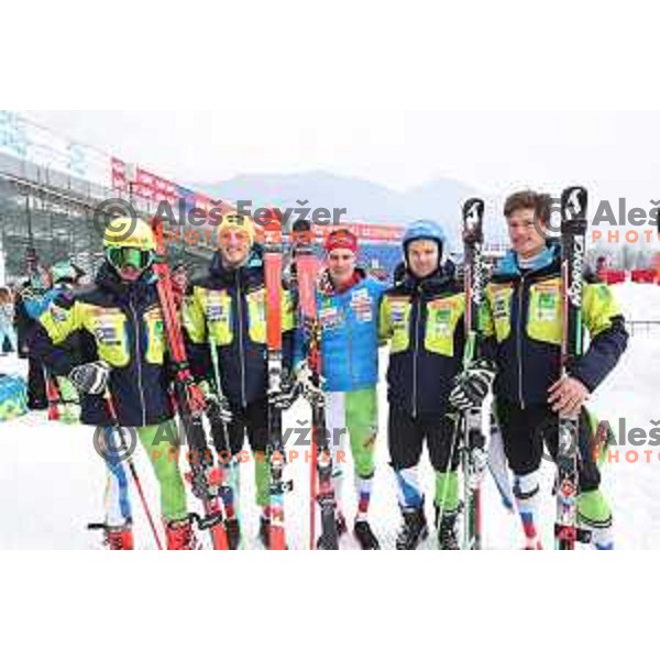 Zan Kranjec (SLO), Stefan Hadalin during course training at Vitranc slope before AUDI FIS World Cup races in Kranjska gora, Slovenia on March 2, 2018
