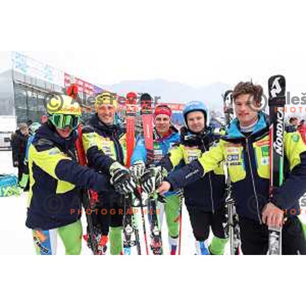 Zan Kranjec (SLO), Stefan Hadalin during course training at Vitranc slope before AUDI FIS World Cup races in Kranjska gora, Slovenia on March 2, 2018