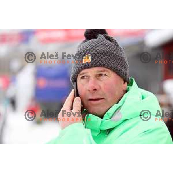 Grega Benedik during course training at Vitranc slope before AUDI FIS World Cup races in Kranjska gora, Slovenia on March 2, 2018