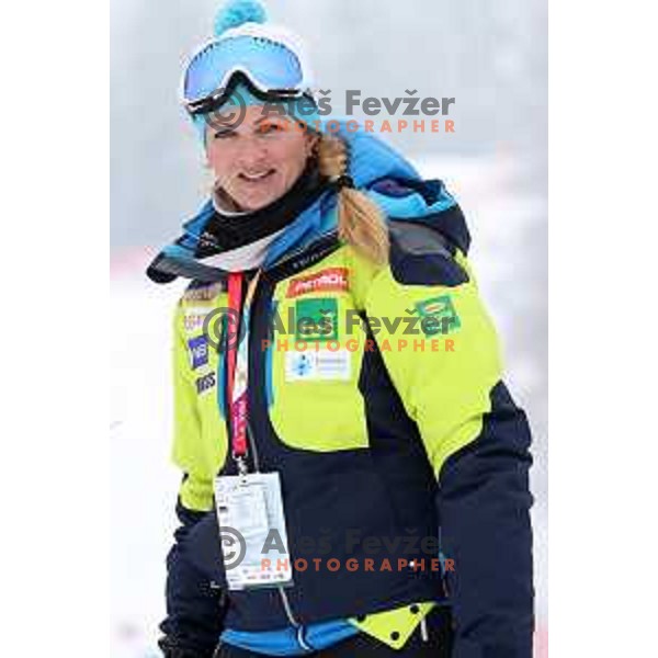 Spela Pretnar at Course inspection before AUDI FIS World Cup Giant Slalom for 57. Vitranc Cup in Kranjska gora, Slovenia on March 3, 2018