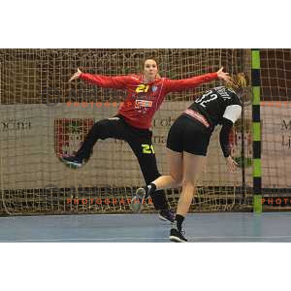 in action during Women\'s EHF Champions League match between Krim Mercator (SLO) and Rostov Don (RUS) in Kodeljevo Hall, Ljubljana on March 3, 2018