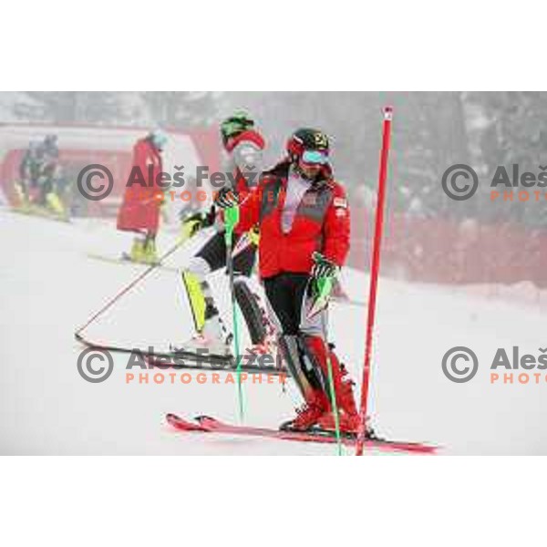 Marcel Hirscher at Course inspection before AUDI FIS World Cup Slalom for 57. Vitranc Cup in Kranjska gora, Slovenia on March 4, 2018