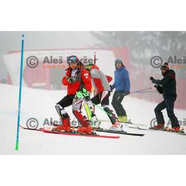 Marcel Hirscher at Course inspection before AUDI FIS World Cup Slalom for 57. Vitranc Cup in Kranjska gora, Slovenia on March 4, 2018
