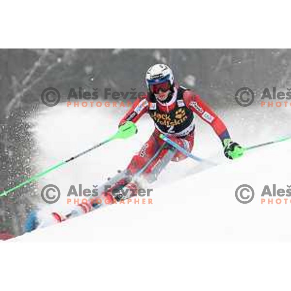 skiing in the first run of AUDI FIS World Cup Slalom for 57. Vitranc Cup in Kranjska gora, Slovenia on March 4, 2018