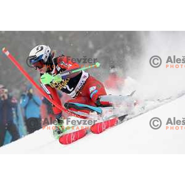 skiing in the first run of AUDI FIS World Cup Slalom for 57. Vitranc Cup in Kranjska gora, Slovenia on March 4, 2018