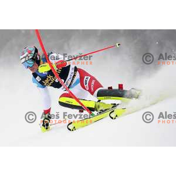 skiing in the first run of AUDI FIS World Cup Slalom for 57. Vitranc Cup in Kranjska gora, Slovenia on March 4, 2018