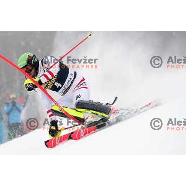 skiing in the first run of AUDI FIS World Cup Slalom for 57. Vitranc Cup in Kranjska gora, Slovenia on March 4, 2018