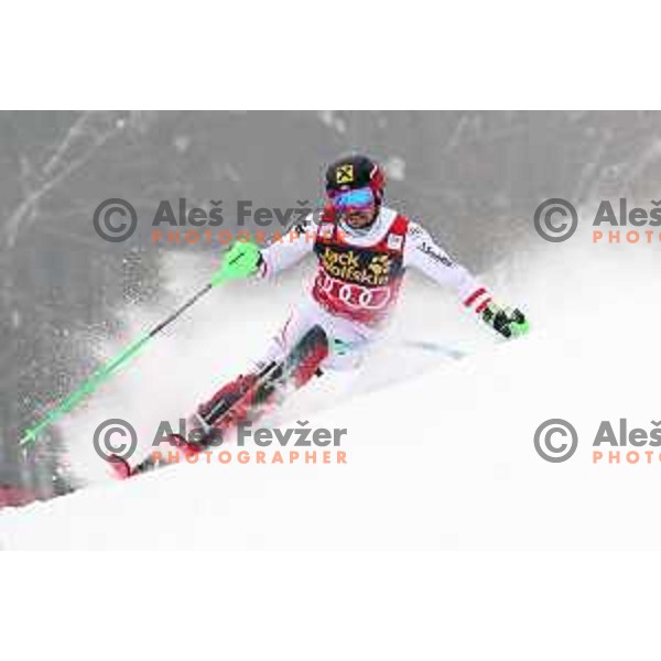 skiing in the first run of AUDI FIS World Cup Slalom for 57. Vitranc Cup in Kranjska gora, Slovenia on March 4, 2018