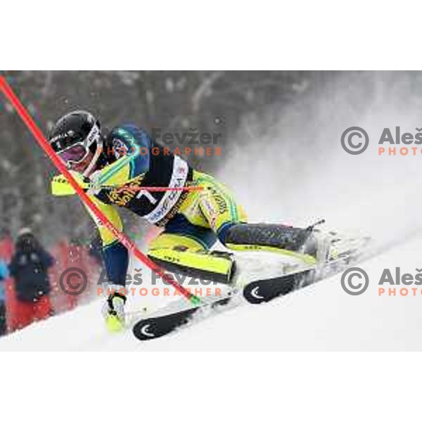 skiing in the first run of AUDI FIS World Cup Slalom for 57. Vitranc Cup in Kranjska gora, Slovenia on March 4, 2018