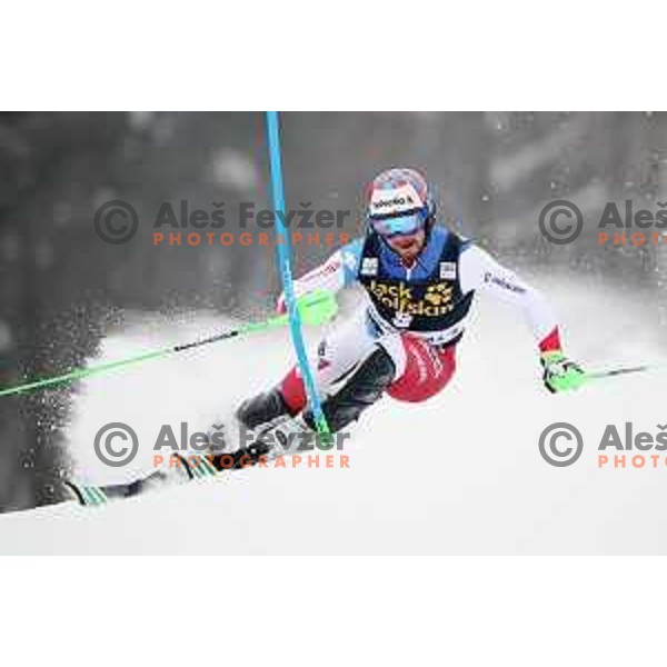 skiing in the first run of AUDI FIS World Cup Slalom for 57. Vitranc Cup in Kranjska gora, Slovenia on March 4, 2018