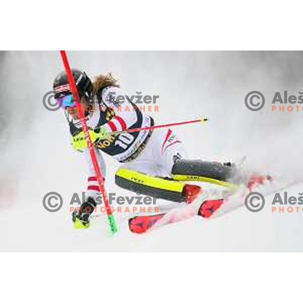skiing in the first run of AUDI FIS World Cup Slalom for 57. Vitranc Cup in Kranjska gora, Slovenia on March 4, 2018