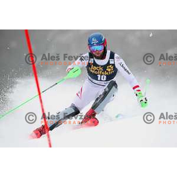 skiing in the first run of AUDI FIS World Cup Slalom for 57. Vitranc Cup in Kranjska gora, Slovenia on March 4, 2018