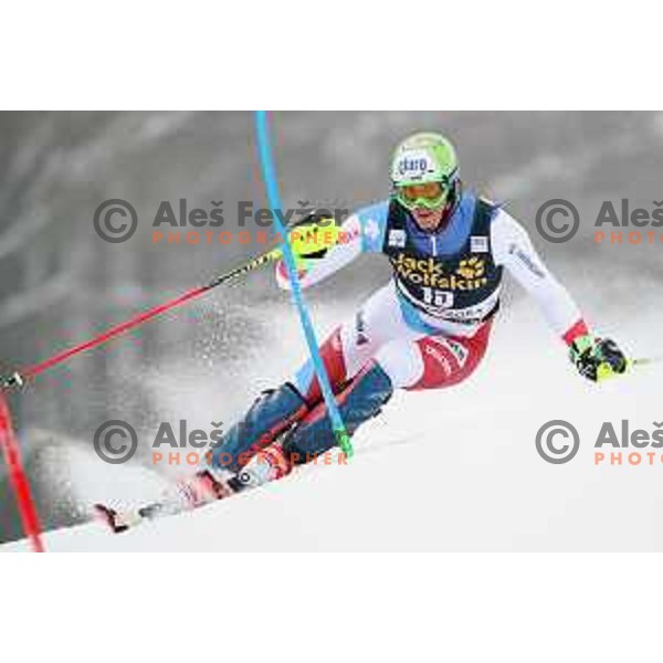 skiing in the first run of AUDI FIS World Cup Slalom for 57. Vitranc Cup in Kranjska gora, Slovenia on March 4, 2018