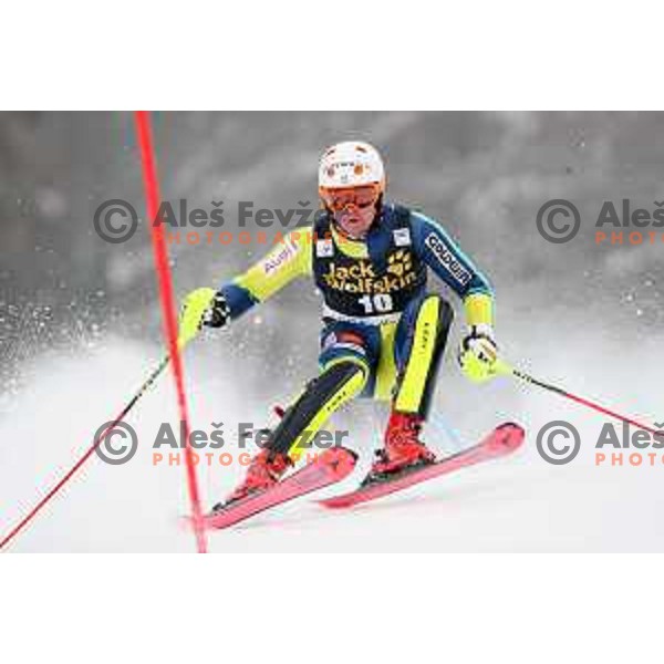 skiing in the first run of AUDI FIS World Cup Slalom for 57. Vitranc Cup in Kranjska gora, Slovenia on March 4, 2018