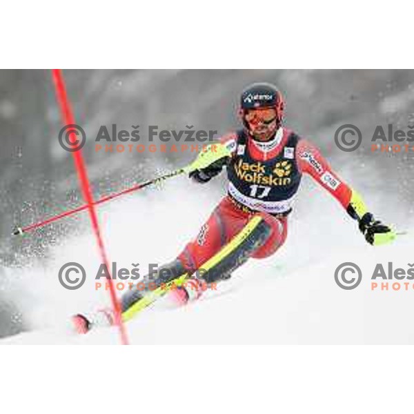 skiing in the first run of AUDI FIS World Cup Slalom for 57. Vitranc Cup in Kranjska gora, Slovenia on March 4, 2018