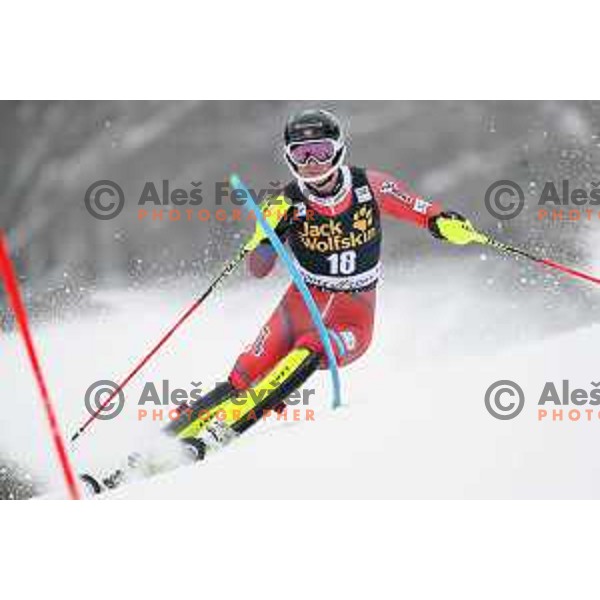 skiing in the first run of AUDI FIS World Cup Slalom for 57. Vitranc Cup in Kranjska gora, Slovenia on March 4, 2018