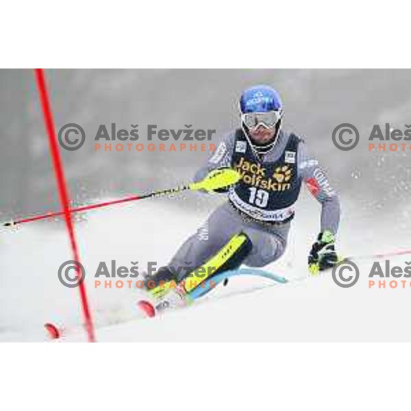skiing in the first run of AUDI FIS World Cup Slalom for 57. Vitranc Cup in Kranjska gora, Slovenia on March 4, 2018