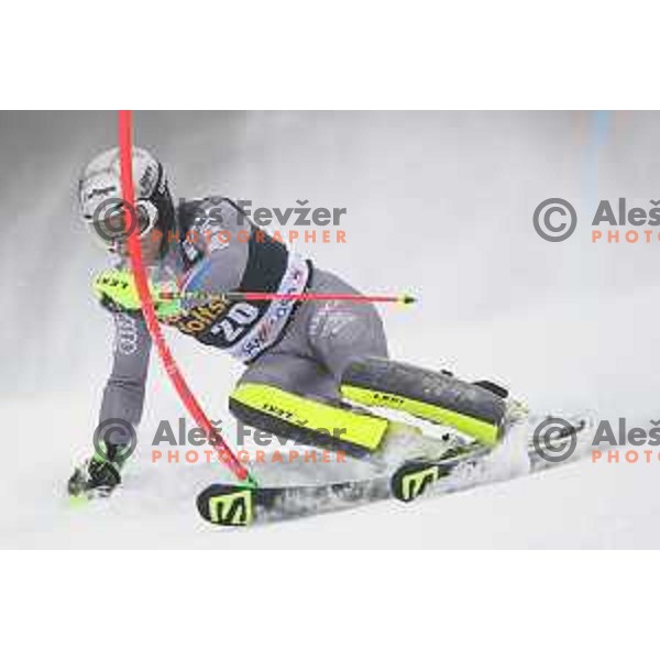 skiing in the first run of AUDI FIS World Cup Slalom for 57. Vitranc Cup in Kranjska gora, Slovenia on March 4, 2018