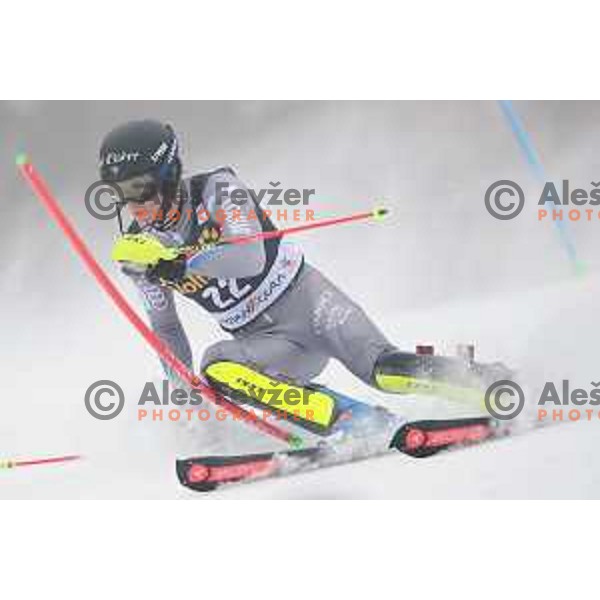 skiing in the first run of AUDI FIS World Cup Slalom for 57. Vitranc Cup in Kranjska gora, Slovenia on March 4, 2018