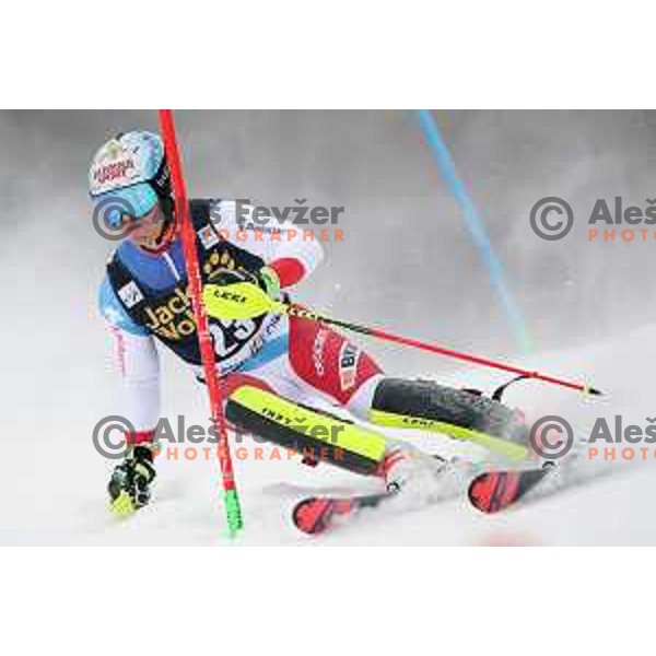 skiing in the first run of AUDI FIS World Cup Slalom for 57. Vitranc Cup in Kranjska gora, Slovenia on March 4, 2018