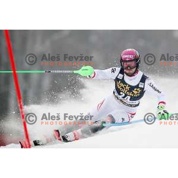skiing in the first run of AUDI FIS World Cup Slalom for 57. Vitranc Cup in Kranjska gora, Slovenia on March 4, 2018