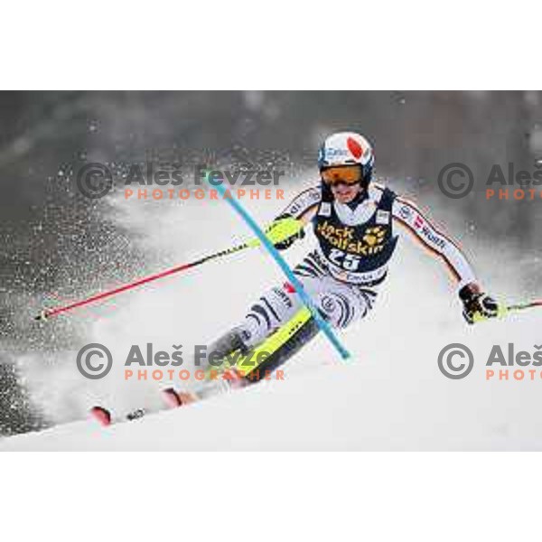 skiing in the first run of AUDI FIS World Cup Slalom for 57. Vitranc Cup in Kranjska gora, Slovenia on March 4, 2018