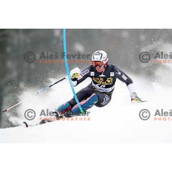 skiing in the first run of AUDI FIS World Cup Slalom for 57. Vitranc Cup in Kranjska gora, Slovenia on March 4, 2018