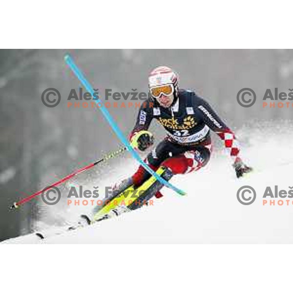 skiing in the first run of AUDI FIS World Cup Slalom for 57. Vitranc Cup in Kranjska gora, Slovenia on March 4, 2018