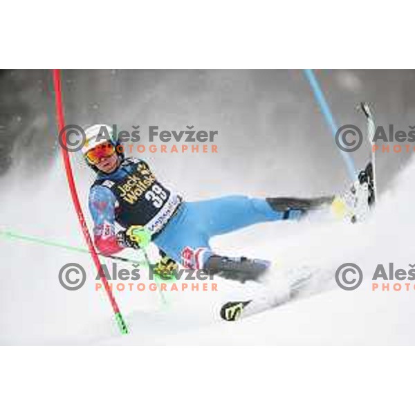 skiing in the first run of AUDI FIS World Cup Slalom for 57. Vitranc Cup in Kranjska gora, Slovenia on March 4, 2018