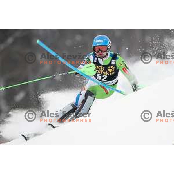 skiing in the first run of AUDI FIS World Cup Slalom for 57. Vitranc Cup in Kranjska gora, Slovenia on March 4, 2018