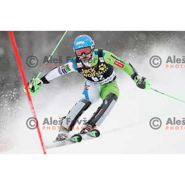 skiing in the first run of AUDI FIS World Cup Slalom for 57. Vitranc Cup in Kranjska gora, Slovenia on March 4, 2018