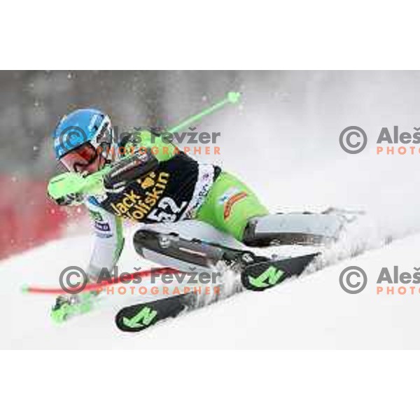 skiing in the first run of AUDI FIS World Cup Slalom for 57. Vitranc Cup in Kranjska gora, Slovenia on March 4, 2018