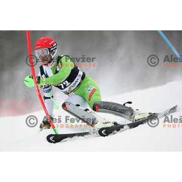 skiing in the first run of AUDI FIS World Cup Slalom for 57. Vitranc Cup in Kranjska gora, Slovenia on March 4, 2018