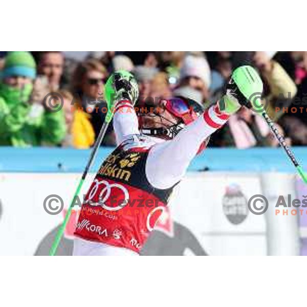 Marcel Hirscher (AUT), winner of AUDI FIS World Cup Slalom for 57. Vitranc Cup in Kranjska gora, Slovenia on March 4, 2018 and Overall SKI World Cup winner of season 2017/2018