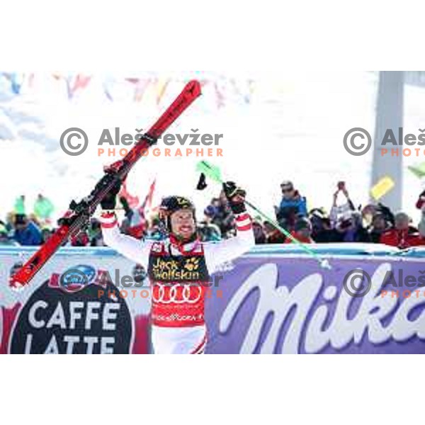 Marcel Hirscher (AUT), winner of AUDI FIS World Cup Slalom for 57. Vitranc Cup in Kranjska gora, Slovenia on March 4, 2018 and Overall SKI World Cup winner of season 2017/2018
