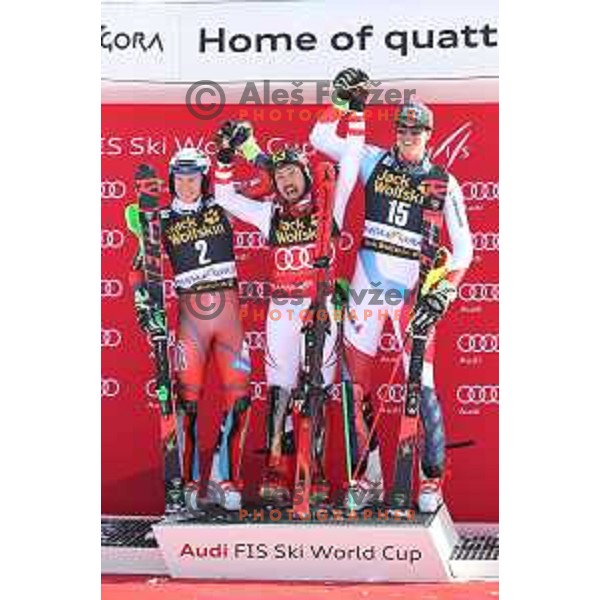 Marcel Hirscher (AUT), winner of AUDI FIS World Cup Slalom for 57. Vitranc Cup in Kranjska gora, Slovenia on March 4, 2018 and Overall SKI World Cup winner of season 2017/2018