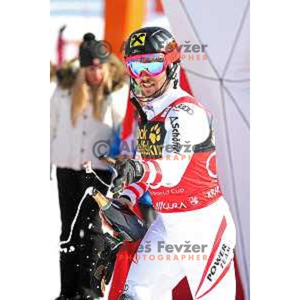 Marcel Hirscher (AUT), winner of AUDI FIS World Cup Slalom for 57. Vitranc Cup in Kranjska gora, Slovenia on March 4, 2018 and Overall SKI World Cup winner of season 2017/2018