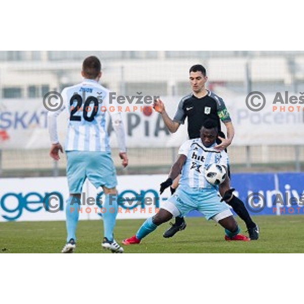 Branko Ilic, Bede Osuji in action during Prva liga Telekom Slovenije football match between Gorica and Olimpija, Nova Gorica, Slovenia on March 04, 2018