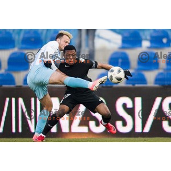 Issah Abass in action during Prva liga Telekom Slovenije football match between Gorica and Olimpija, Nova Gorica, Slovenia on March 04, 2018