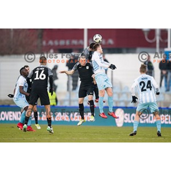 Tomislav Tomic, Branko Ilic in action during Prva liga Telekom Slovenije football match between Gorica and Olimpija, Nova Gorica, Slovenia on March 04, 2018