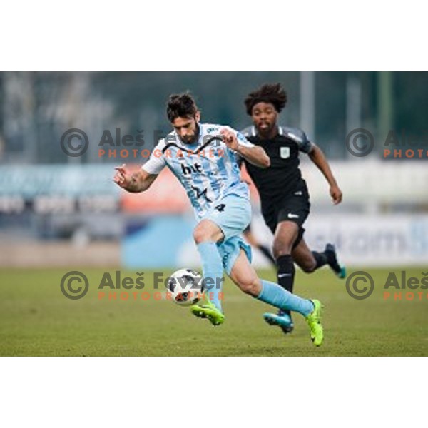Matija Skarabot in action during Prva liga Telekom Slovenije football match between Gorica and Olimpija, Nova Gorica, Slovenia on March 04, 2018