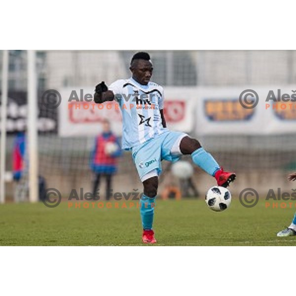 Donatus Edafe in action during Prva liga Telekom Slovenije football match between Gorica and Olimpija, Nova Gorica, Slovenia on March 04, 2018