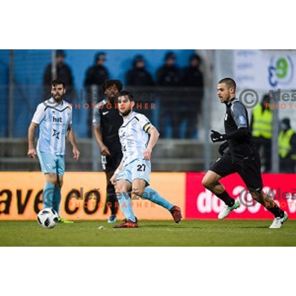 Alen Jogan, Ricardo Alves in action during Prva liga Telekom Slovenije football match between Gorica and Olimpija, Nova Gorica, Slovenia on March 04, 2018