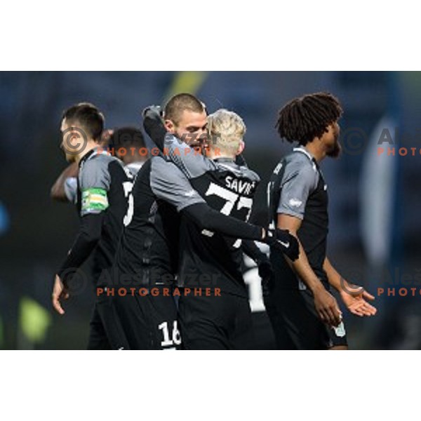 Ricardo Alves, Stefan Savic in action during Prva liga Telekom Slovenije football match between Gorica and Olimpija, Nova Gorica, Slovenia on March 04, 2018
