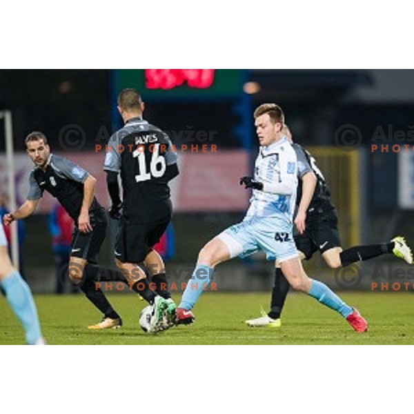 Matej Santek in action during Prva liga Telekom Slovenije football match between Gorica and Olimpija, Nova Gorica, Slovenia on March 04, 2018
