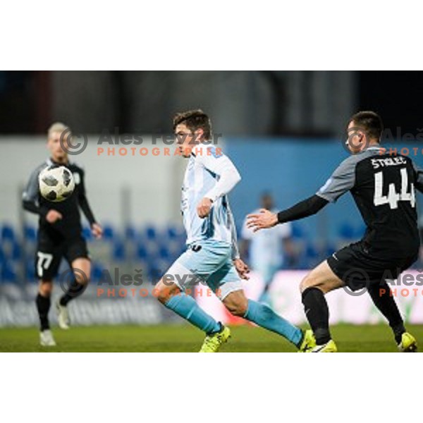 Tilen Nagode in action during Prva liga Telekom Slovenije football match between Gorica and Olimpija, Nova Gorica, Slovenia on March 04, 2018