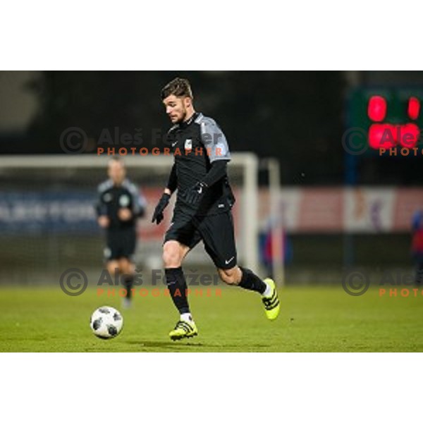 Rok Kronaveter in action during Prva liga Telekom Slovenije football match between Gorica and Olimpija, Nova Gorica, Slovenia on March 04, 2018